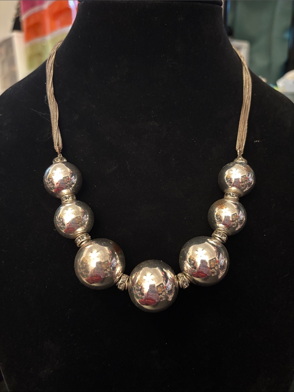 Kenneth Cole New York Silver Multi-Bead Statement Necklace